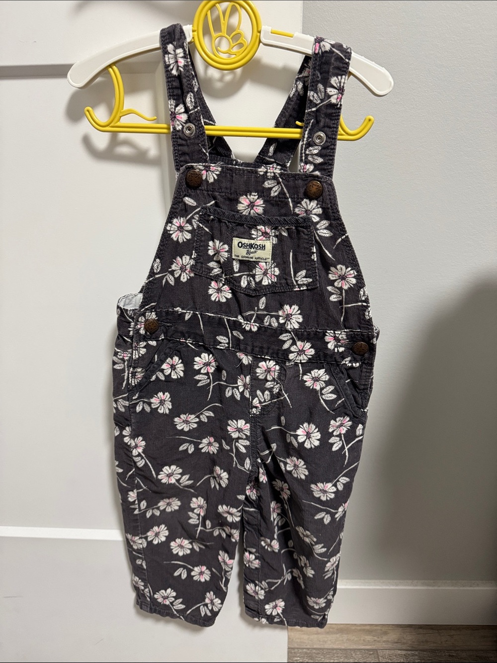 OshKosh B'gosh Black Floral Corduroy Overalls for Kids